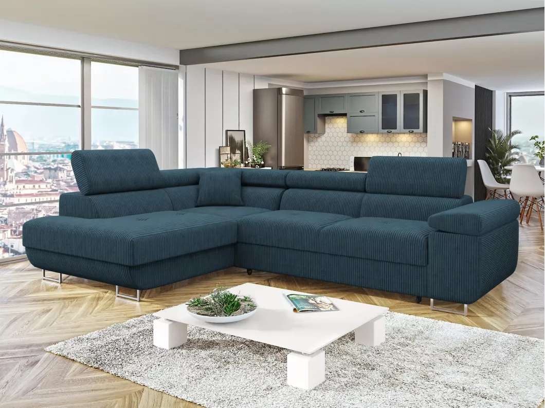 Kauf Unique Ecksofa mit Schlaffunktion und Bettkasten - 274x203x70-90 cm - Poso 05 - Seite: Links - Torezio Cord