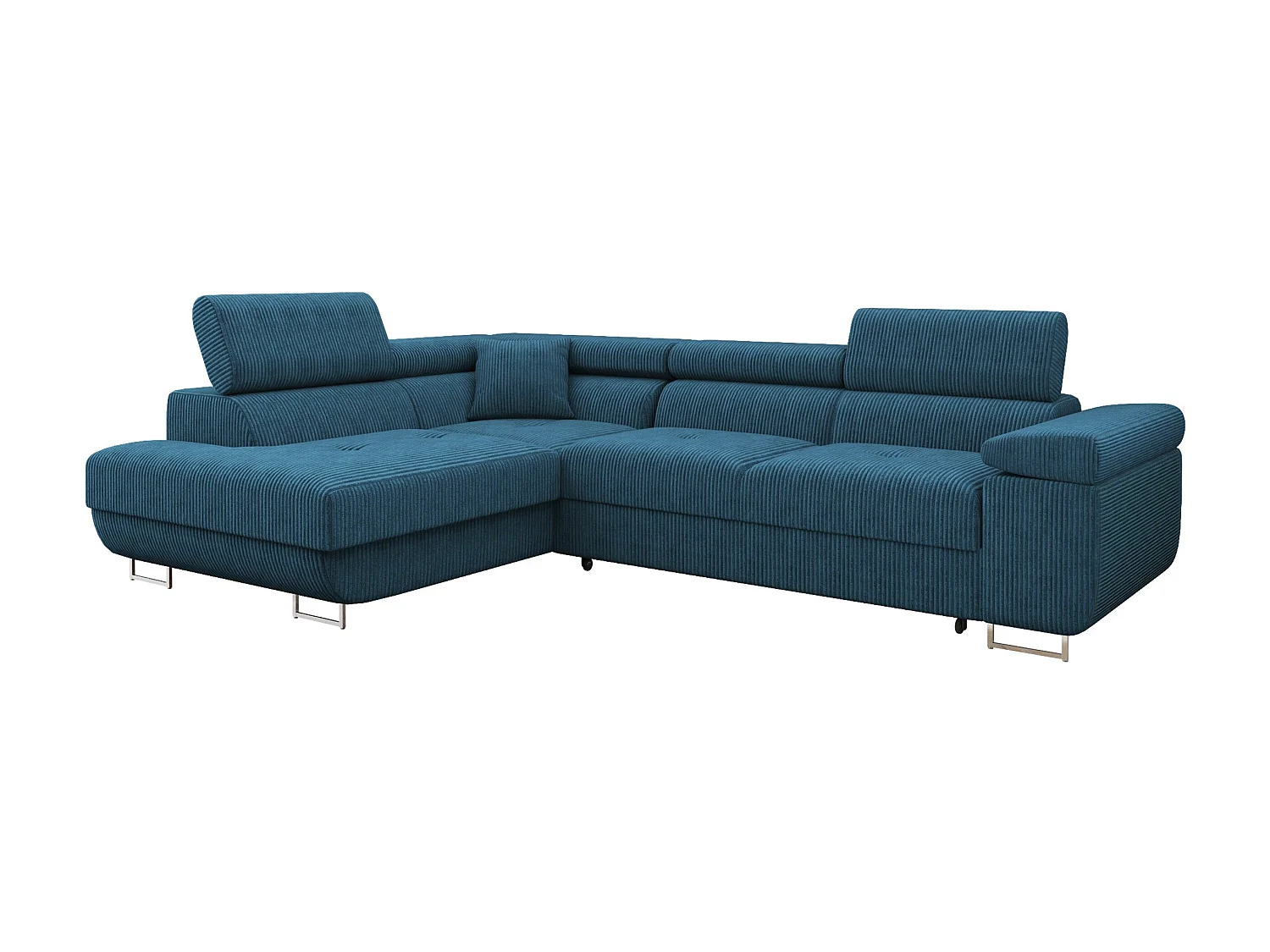Canapé d'angle convertible 3 places en tissu bleu 274x203x70 cm