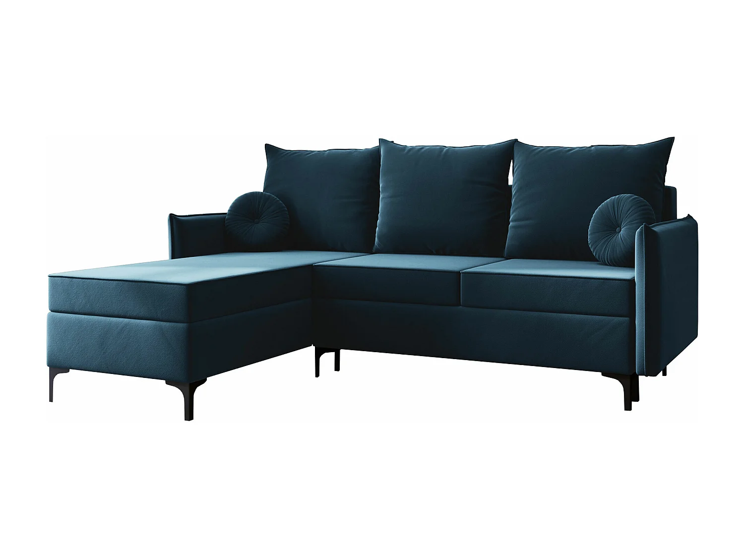 Sofá de canto Clovis 112, Azul, Funcionalidade de dormir, 21x17x10cm