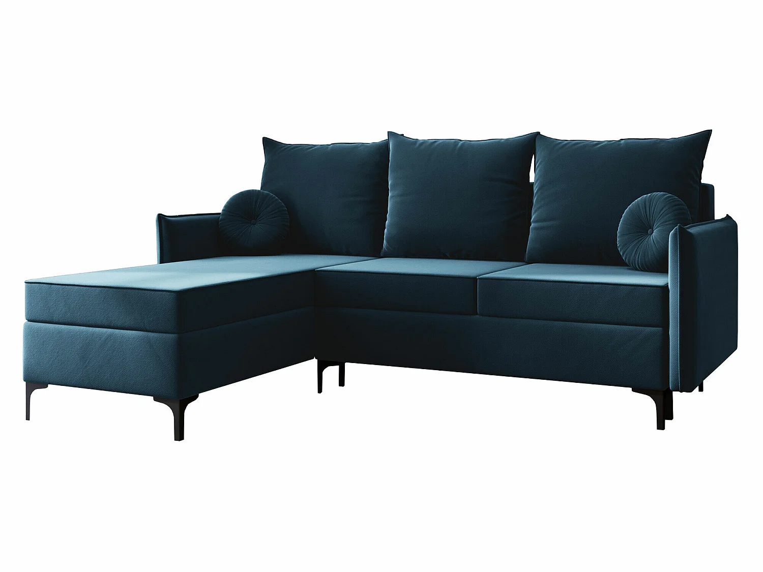 Canapé d'angle convertible 3 places en tissu bleu CLOVIS