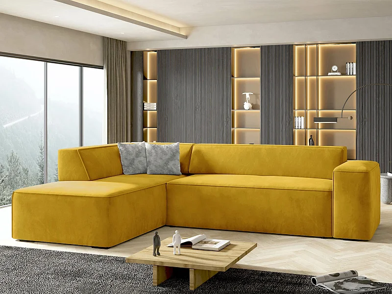 Sofá rinconero Comfivo 289, Amarillo, 267x205x73cm