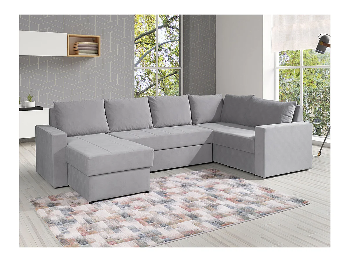 Canapé d'angle Providence 144, Gris, Fonction de couchage, Boîte de literie, 300x188x89cm