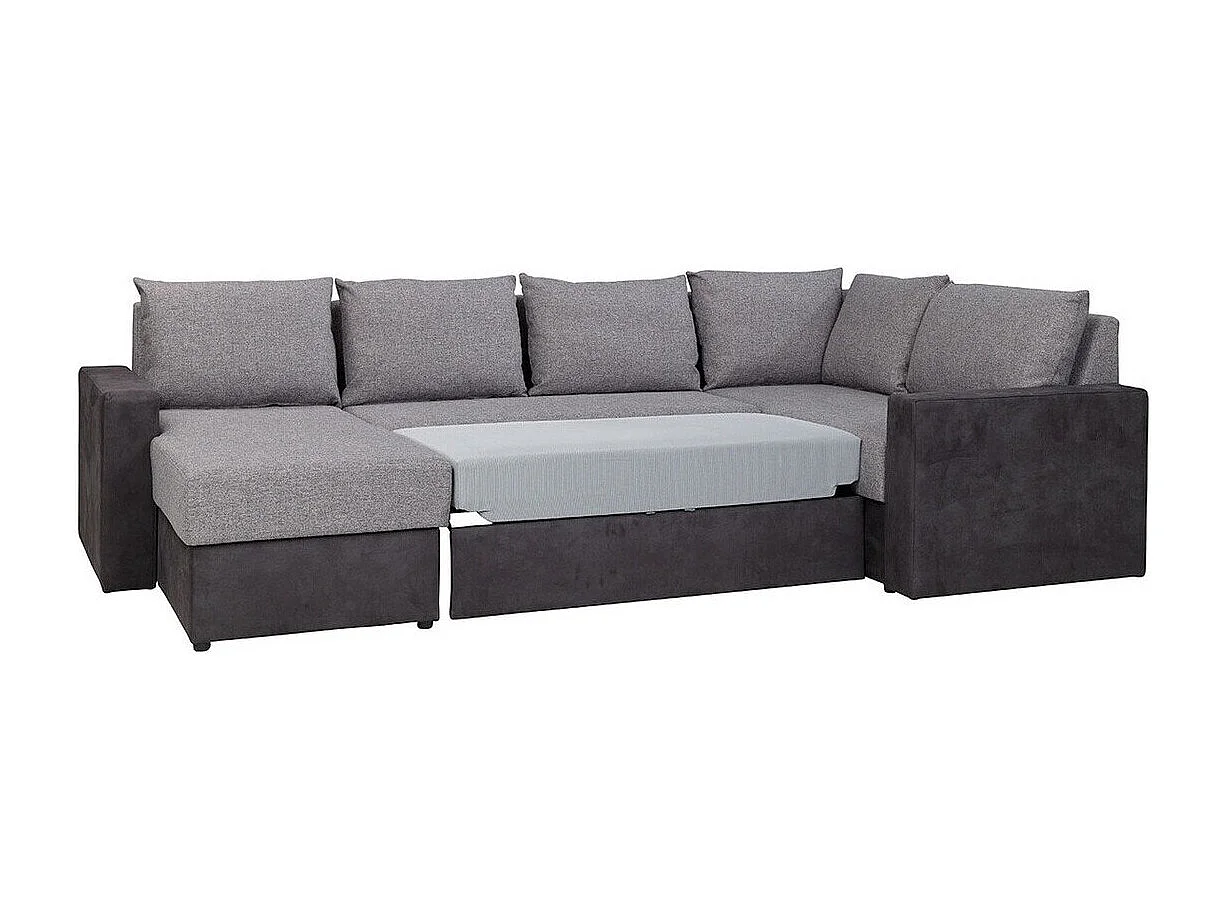 Divano angolare Providence 144, Grigio, Con, 300x188x89cm