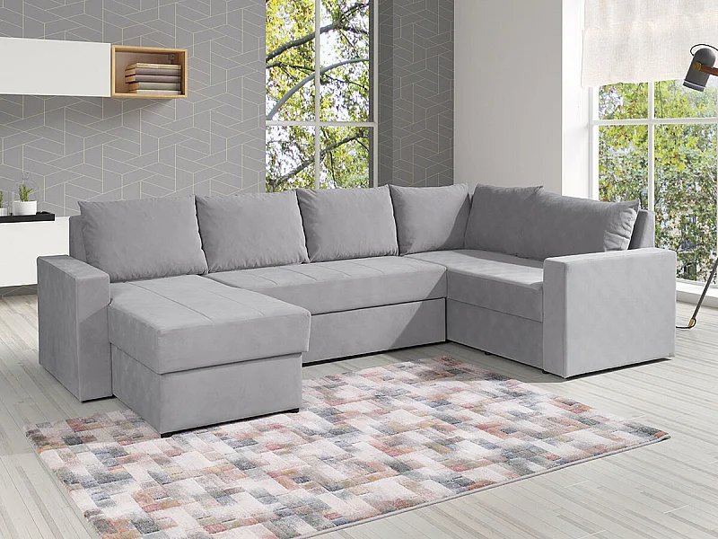 Sofá rinconero Providence 144, Gris, Función de descanso, Almacenaje, 300x188x89cm