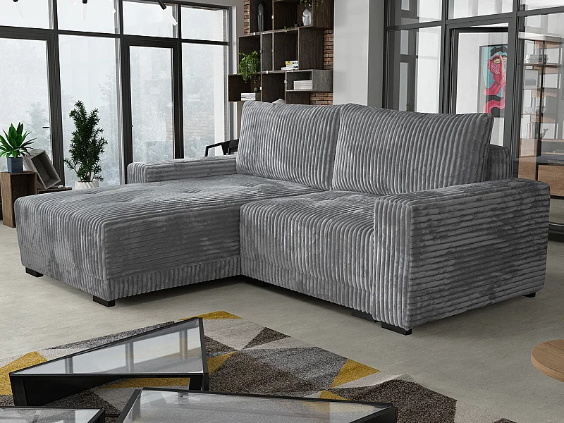 Canapé d&#039;angle Columbus 204, Gris, Disponible, 237x180x90cm