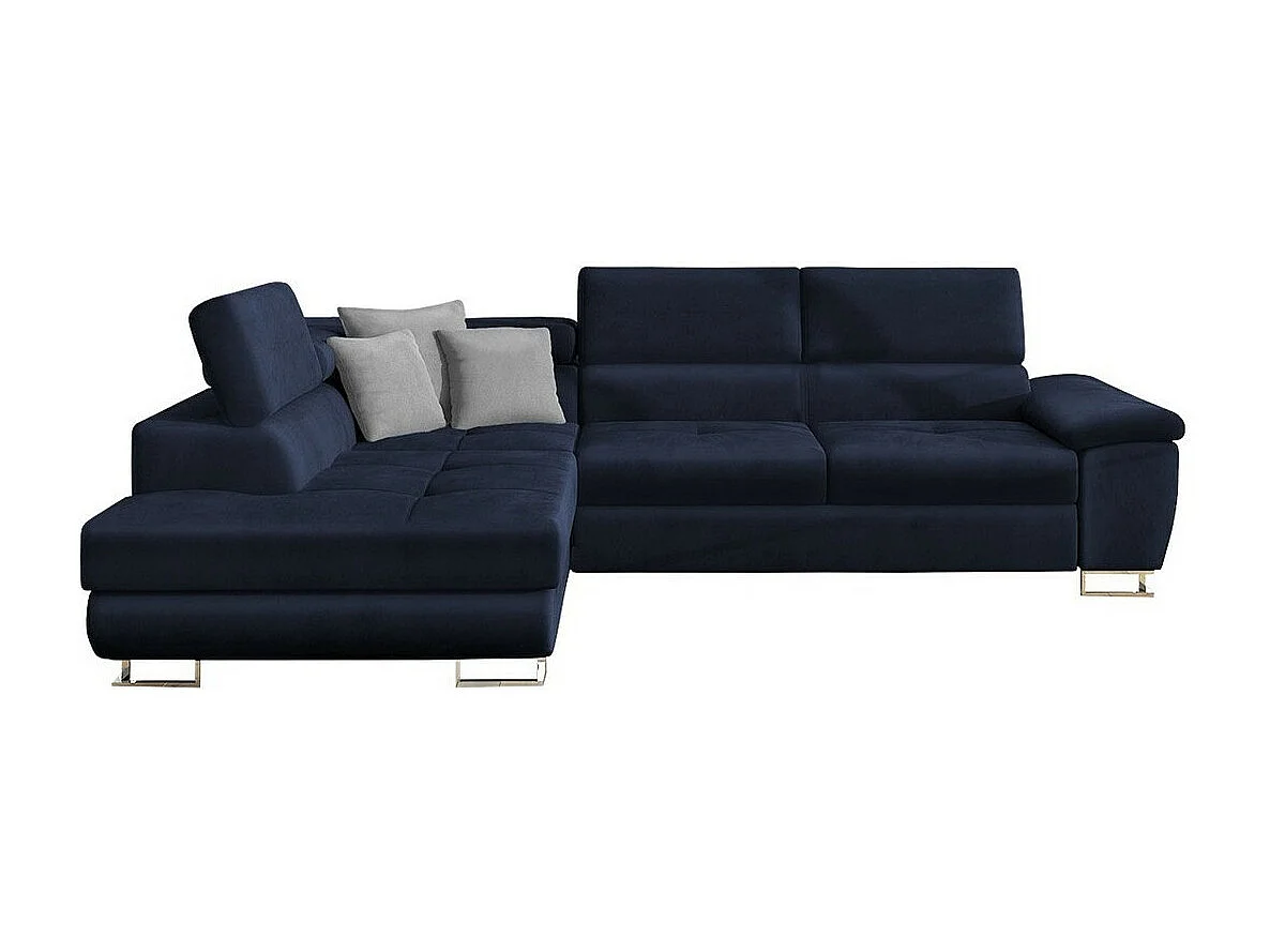 Sofá rinconero Comfivo 166, Azul, Función de descanso, Almacenaje, 270x202x71cm