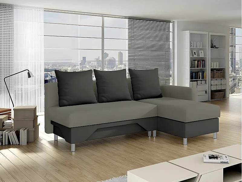 Canapé d'angle Akron 100, Gris, Disponible, 215x133x95cm
