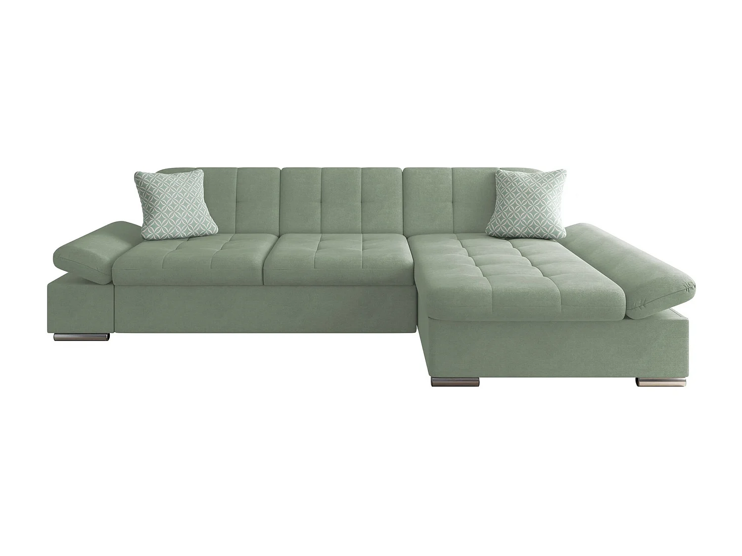 Sofá rinconero Comfivo 152, Verde, Función de descanso, Almacenaje, 278x161x76cm