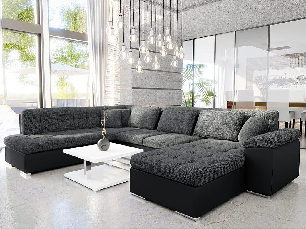 Canapé d'angle Comfivo Gemma, Gris foncé, Disponible, 348x205x76cm