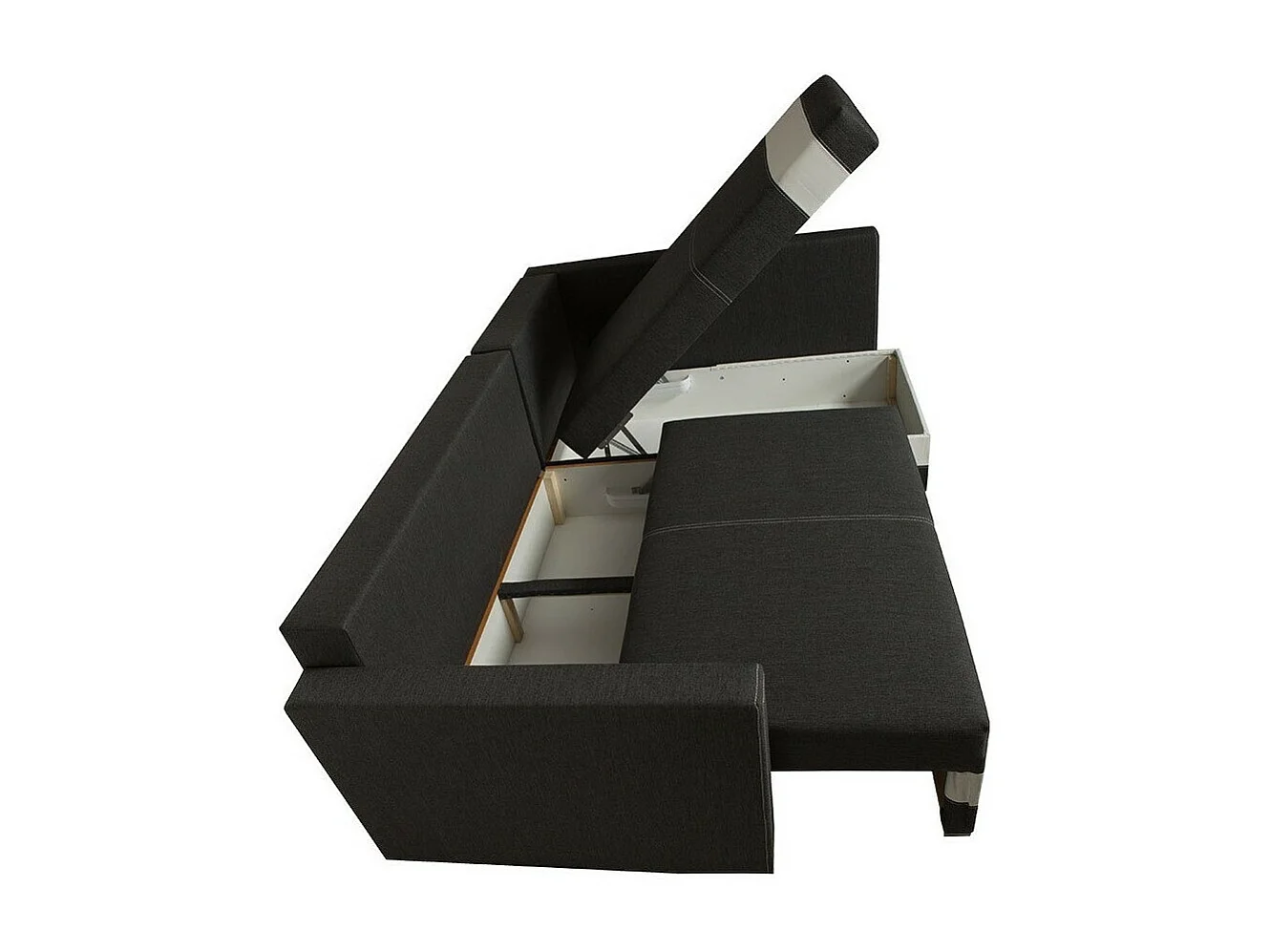 Canapé d'angle Edinburg 100, Gris, Fonction de couchage, Boîte de literie, 230x155x82cm