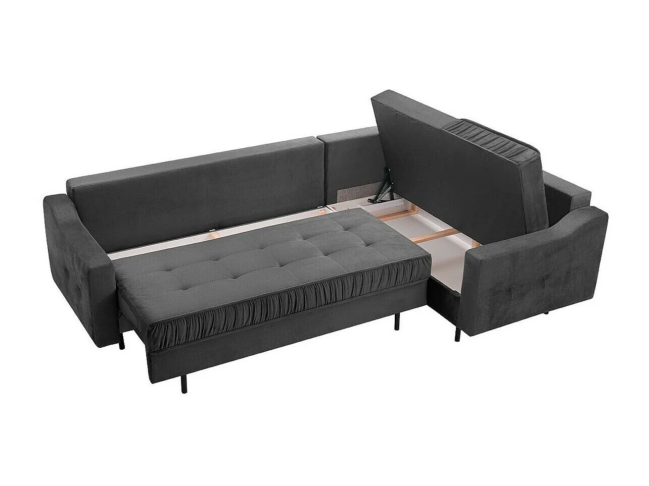 Canapé d'angle Kingsport 115, Jaune, Fonction de couchage, Boîte de literie, 289x185cm