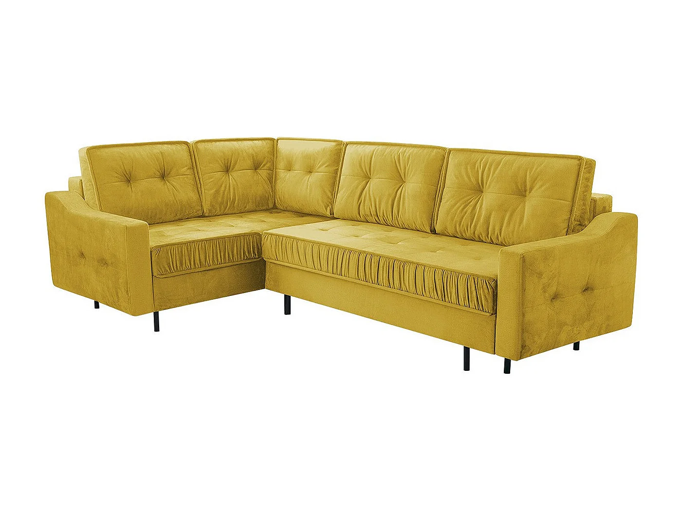 Sofá rinconero Kingsport 115, Amarillo, Función de descanso, Almacenaje, 289x185x105cm