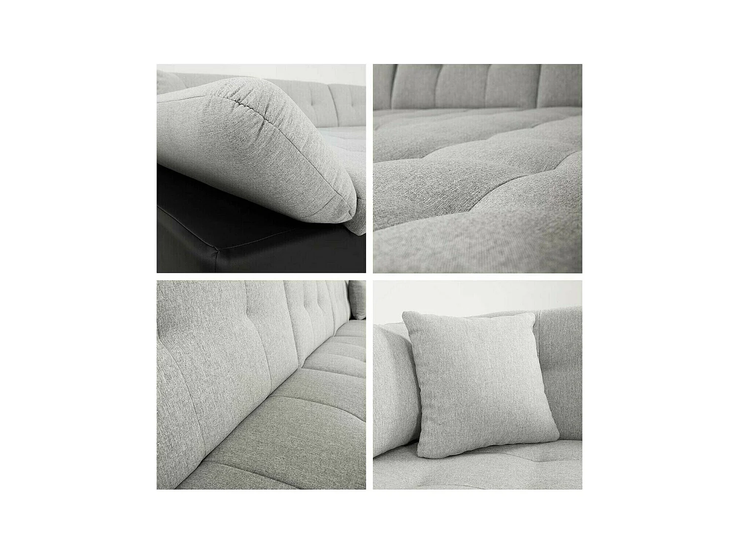 Sofá rinconero Comfivo 150, Gris, Función de descanso, Almacenaje, 345x205x76cm