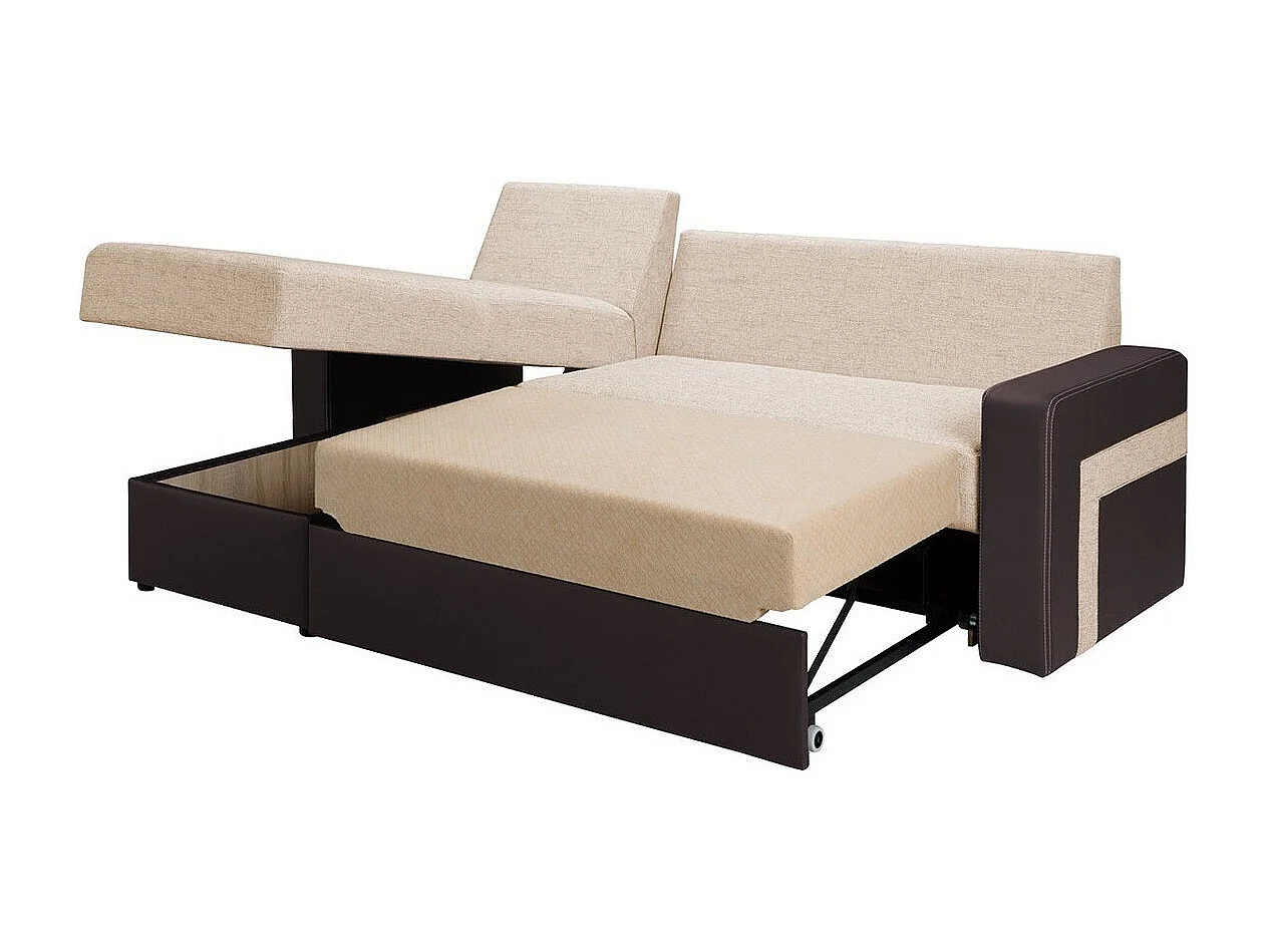 Sofá de canto Tolveli 102, Castanho claro, Funcionalidade de dormir