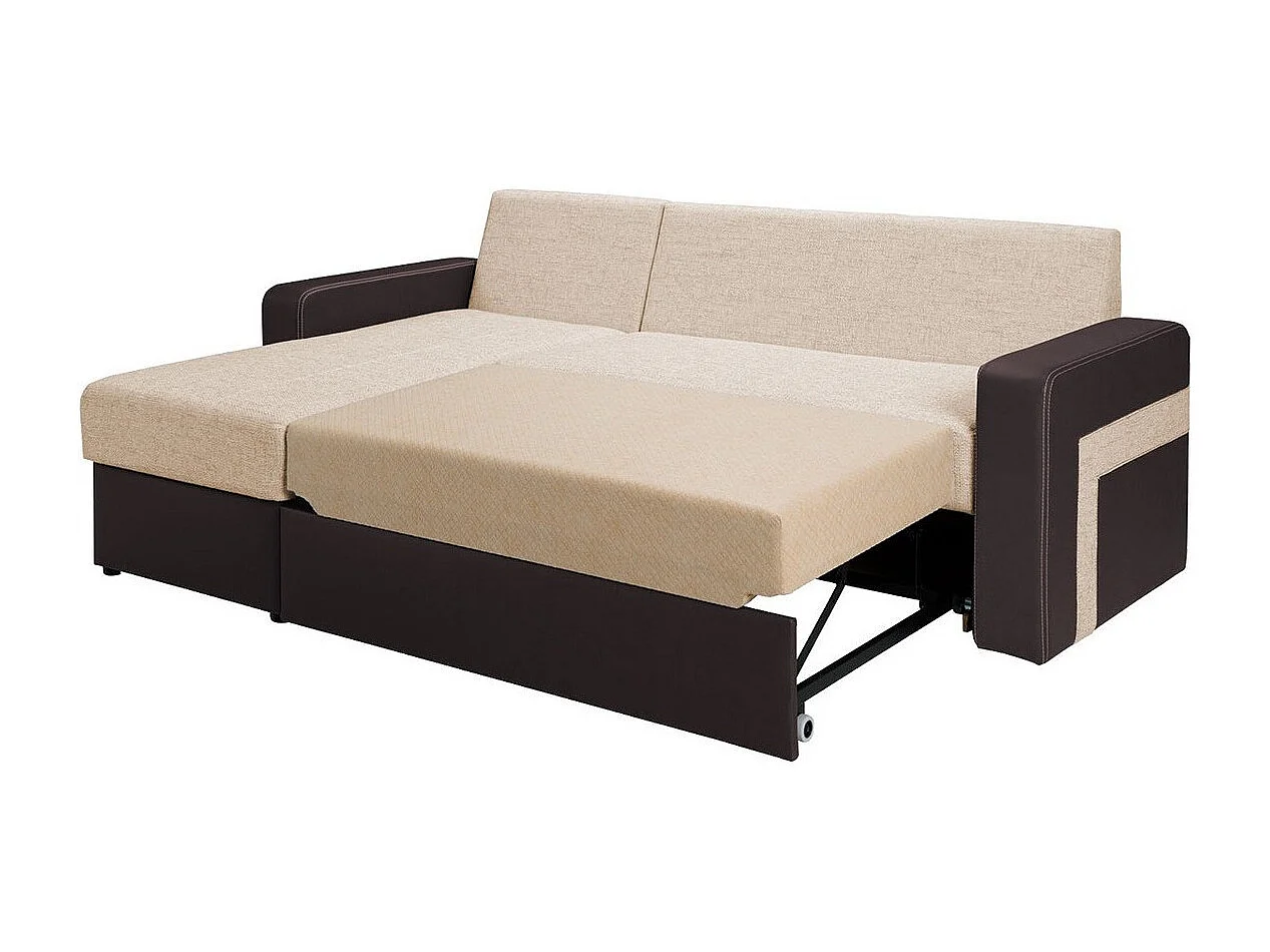 Sofá rinconero Tolveli 102, De color marrón claro, Función de descanso, Almacenaje, 234cm