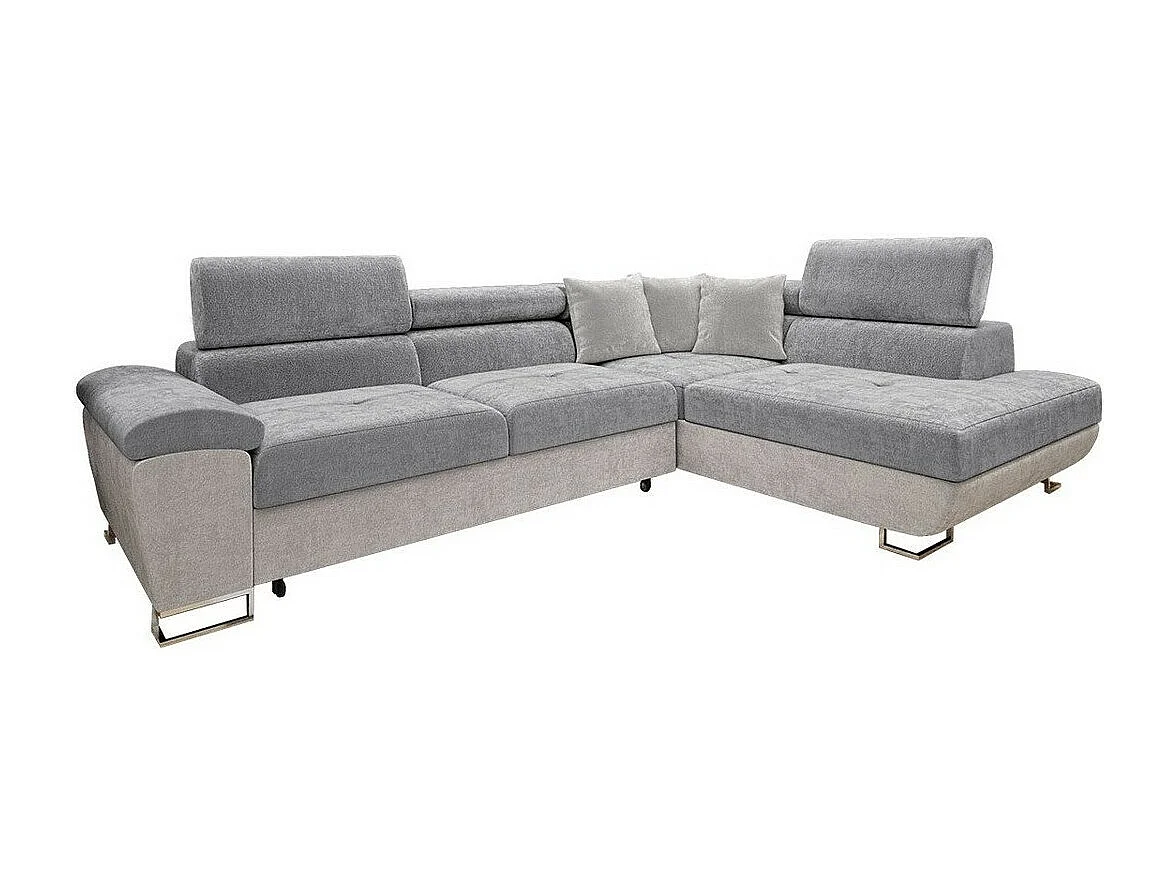 Sofá rinconero Comfivo 290, Gris, Función de descanso, Almacenaje, 270x202x71cm