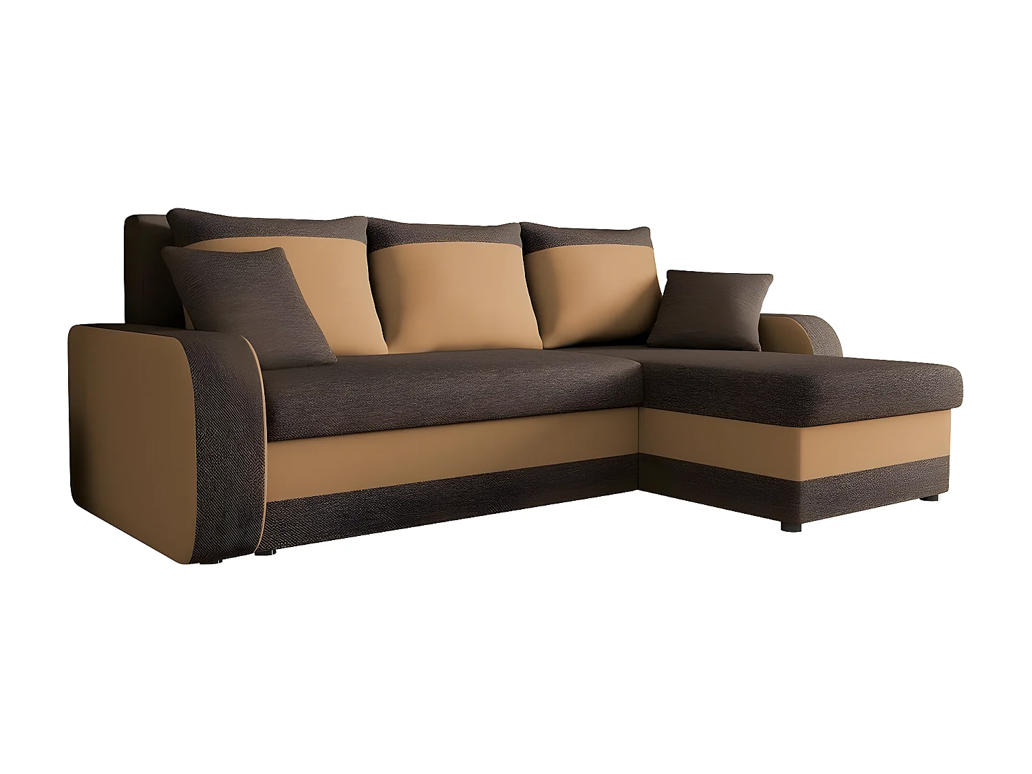 Canapé d'angle Comfivo 135, Marron, Fonction de couchage, Boîte de literie, 238x147x80cm