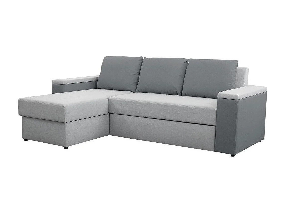 Canapé d'angle Providence 149, Gris, Fonction de couchage, Boîte de literie, 246x156x82cm