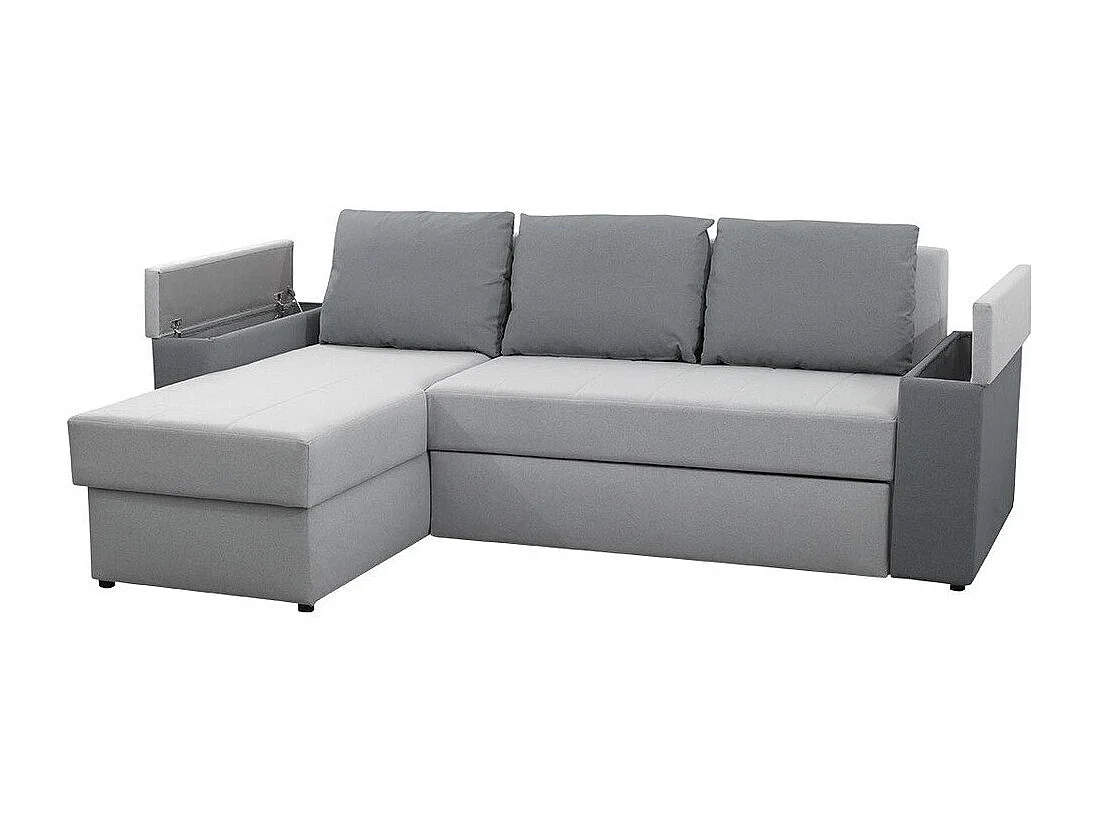 Canapé d'angle Providence 149, Gris, Fonction de couchage, Boîte de literie, 246x156x82cm