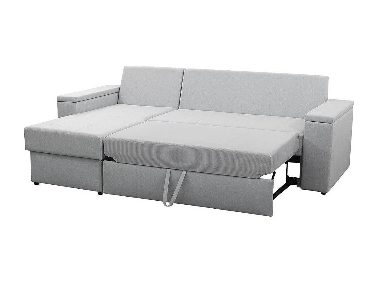 Canapé d'angle Providence 149, Gris, Fonction de couchage, Boîte de literie, 246x156x82cm