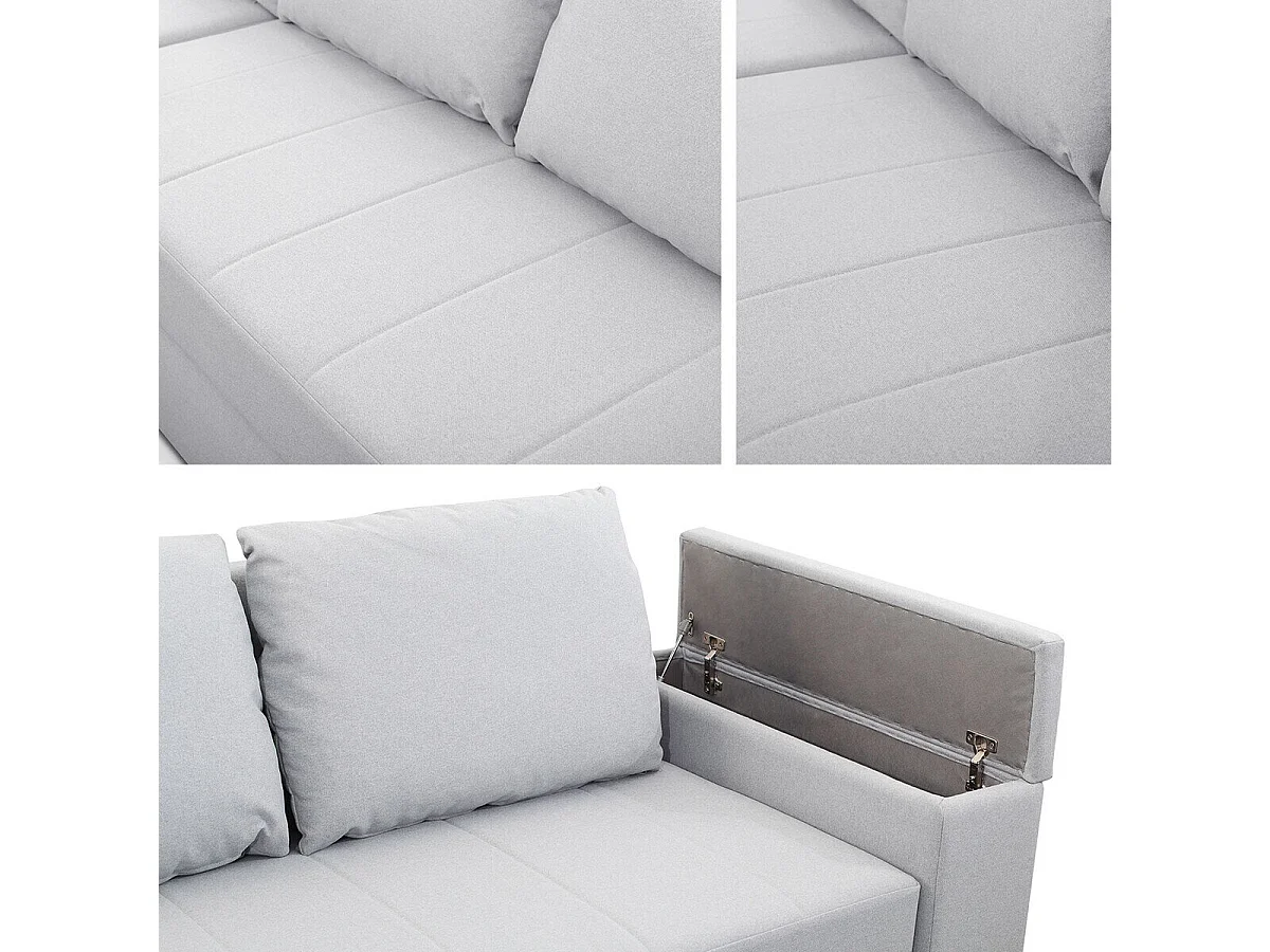 Canapé d'angle Providence 149, Gris, Fonction de couchage, Boîte de literie, 246x156x82cm