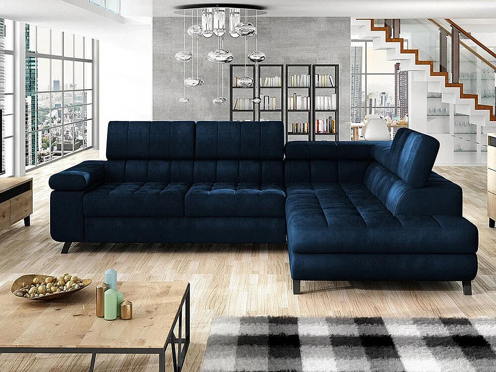 Canapé d'angle Comfivo 207, Bleu, Disponible, 264x203x73cm