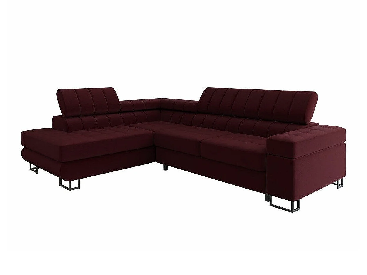 Canapé d'angle convertible 3 places en tissu violet 271x203x71 cm