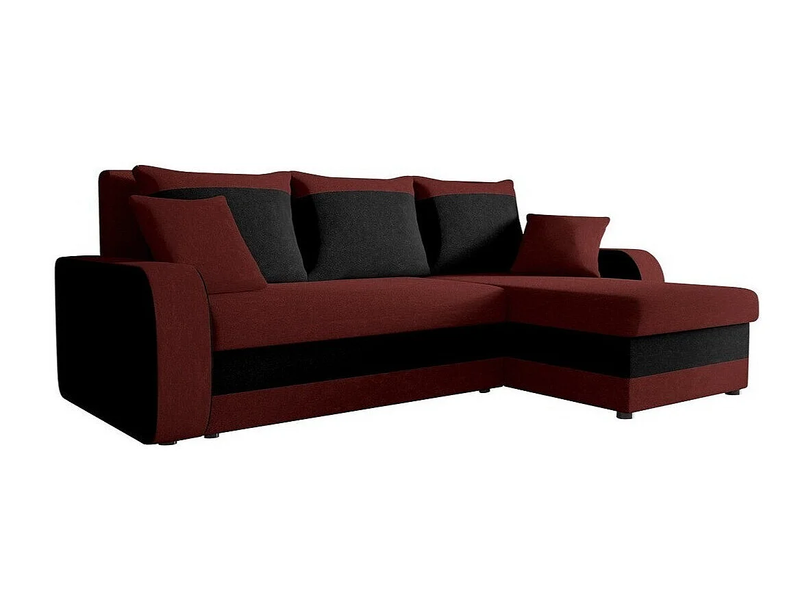 Canapé d'angle Comfivo 203, Rouge, Fonction de couchage, Boîte de literie, 238x147x80cm