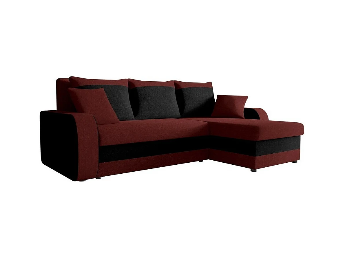 Canapé d'angle Comfivo 203, Rouge, Fonction de couchage, Boîte de literie, 238x147x80cm
