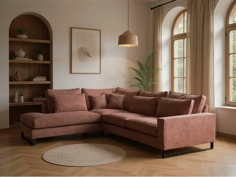 Canapé d'angle Kingsport 111, Rose, 314x224x90cm