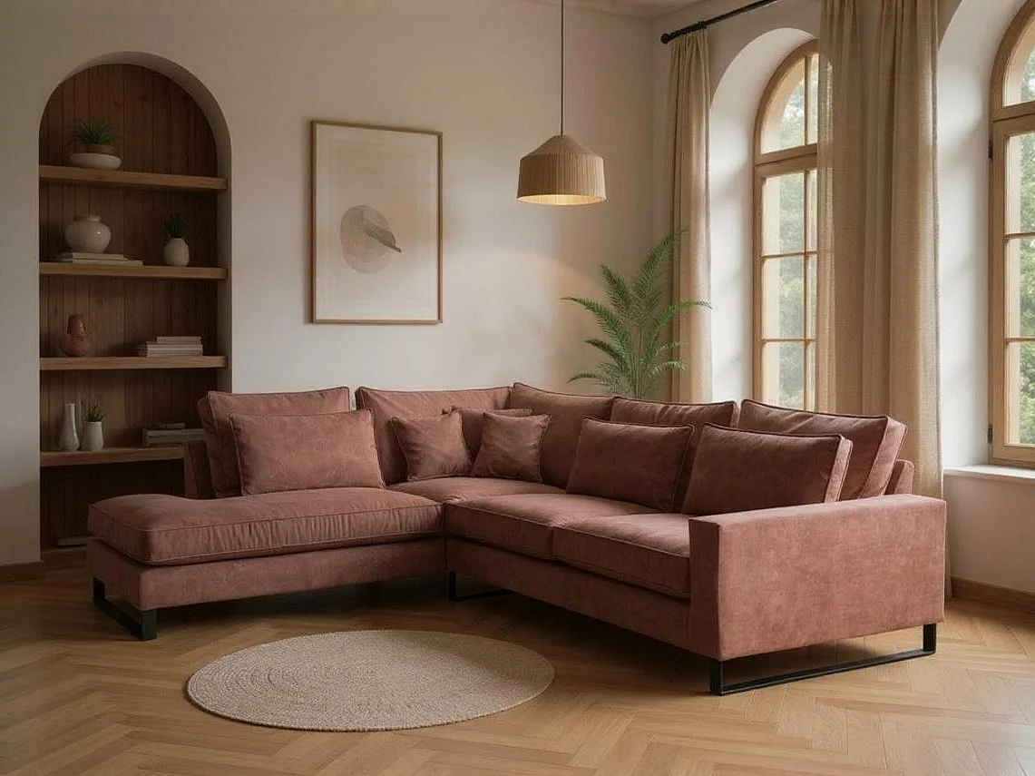 Canapé d'angle Kingsport 111, Rose, 314x224x90cm