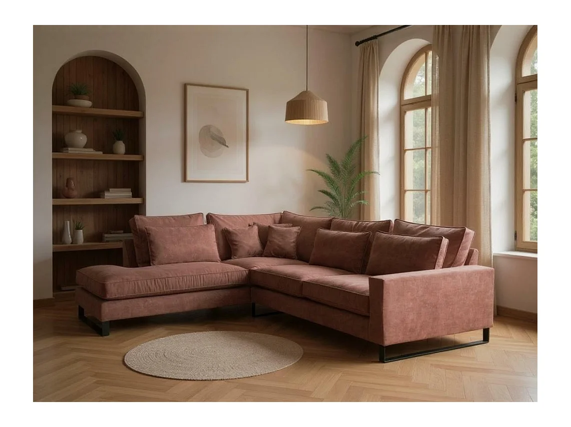 Canapé d'angle Kingsport 111, Rose, 314x224x90cm