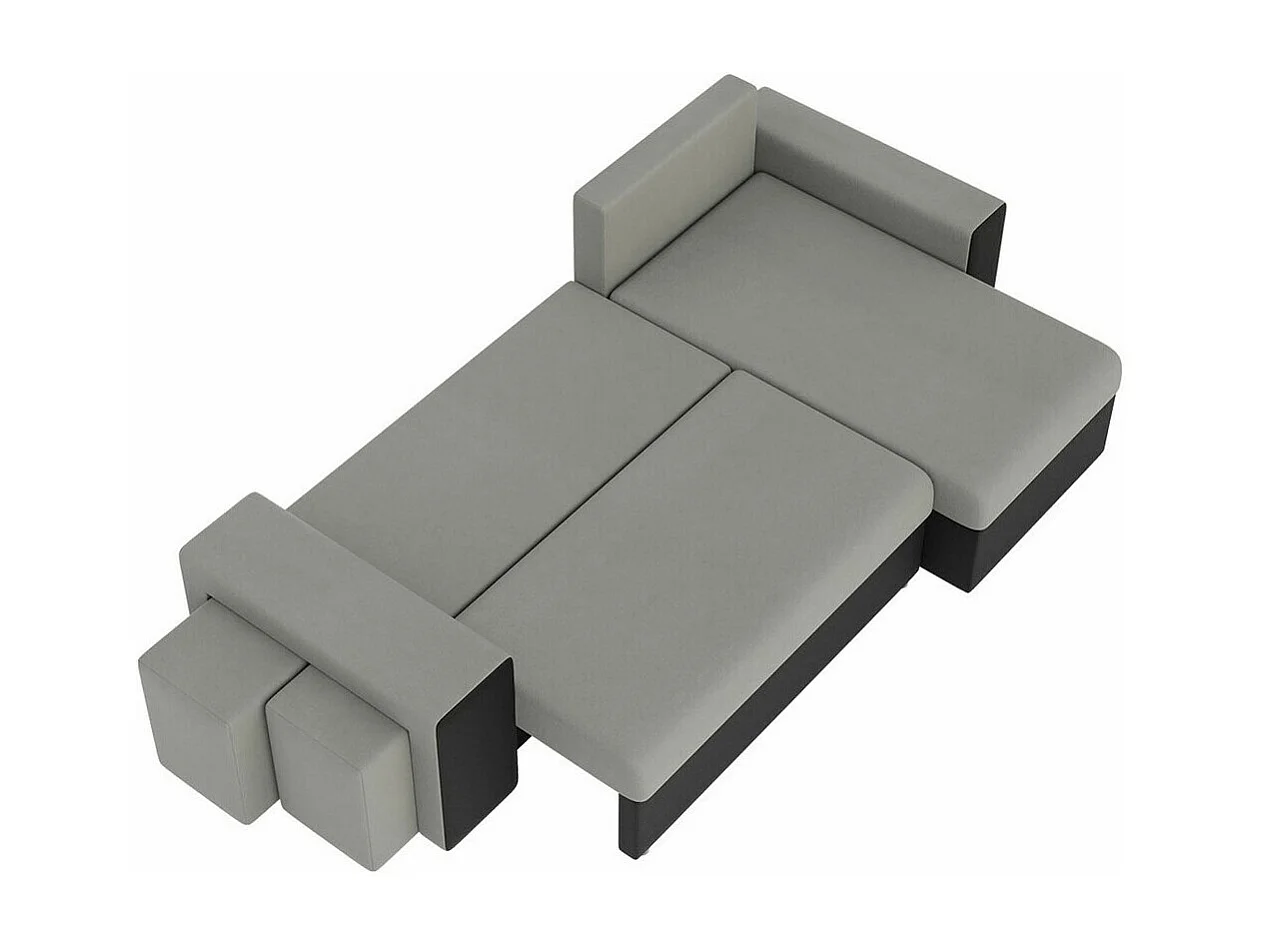 Canapé d'angle Memphis 129, Gris, Fonction de couchage, Boîte de literie, 256x139x80cm