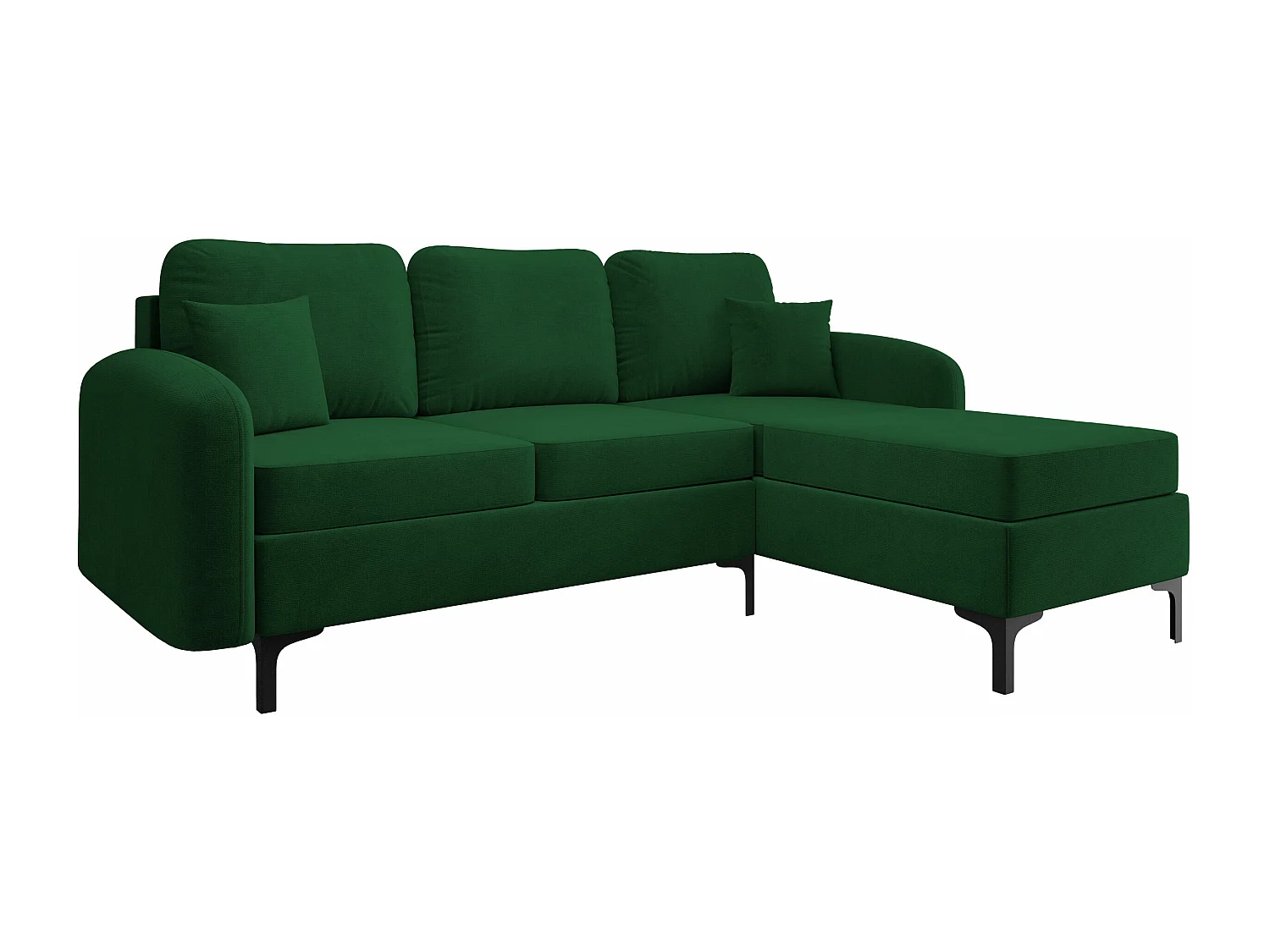 Sofá rinconero Torlua 103, Verde, Función de descanso, Almacenaje, 225x172x96cm