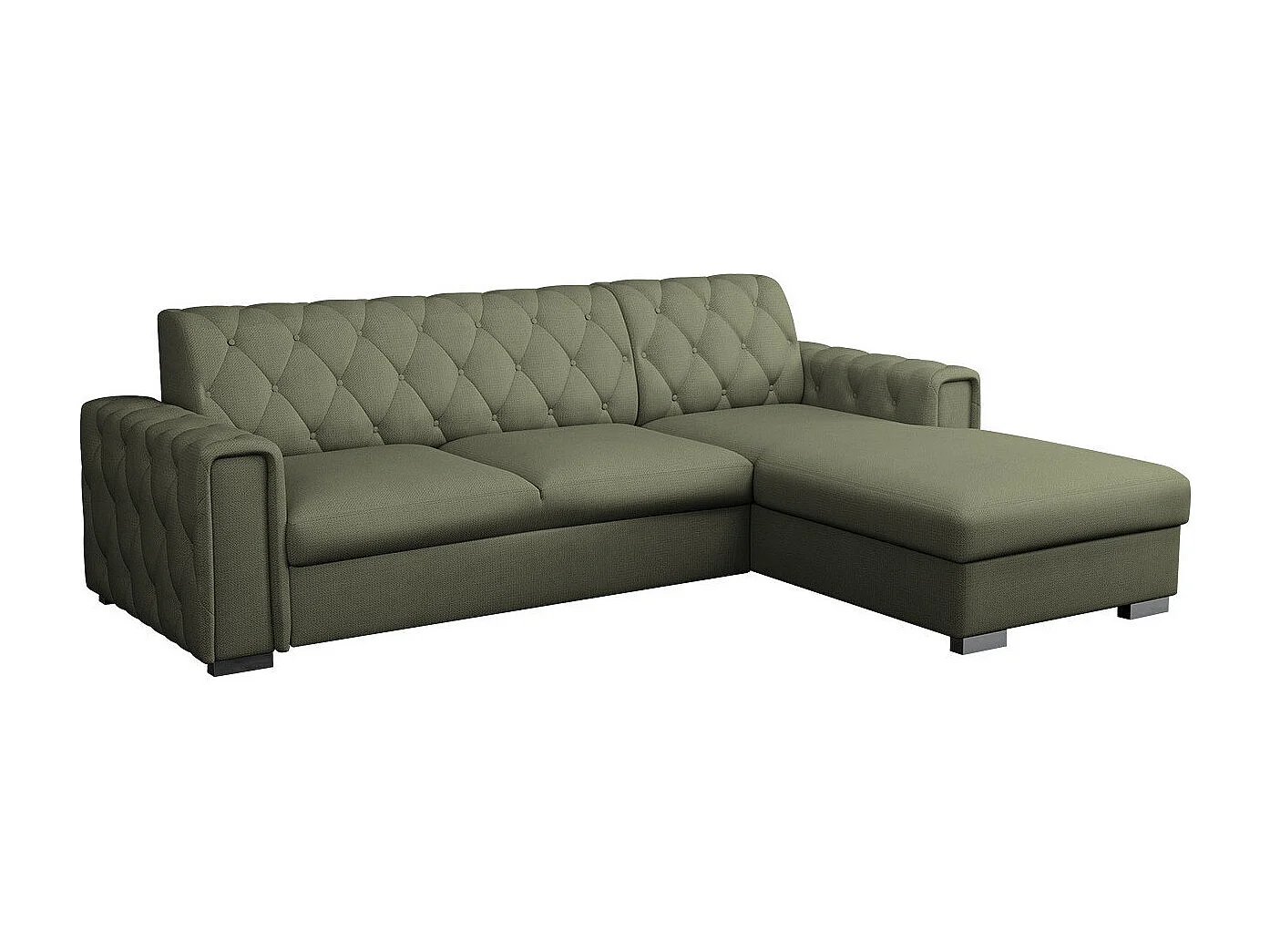 Sofá rinconero Columbus 203, Verde, Función de descanso, Almacenaje, 267x185x85cm