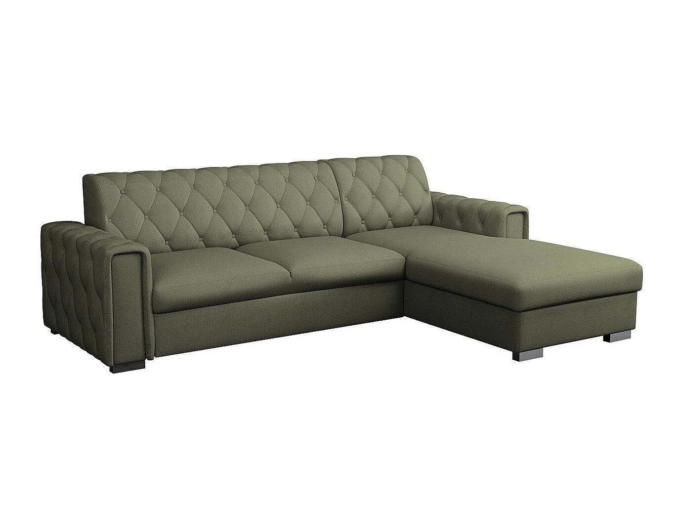 Sofá rinconero Columbus 203, Verde, Función de descanso, Almacenaje