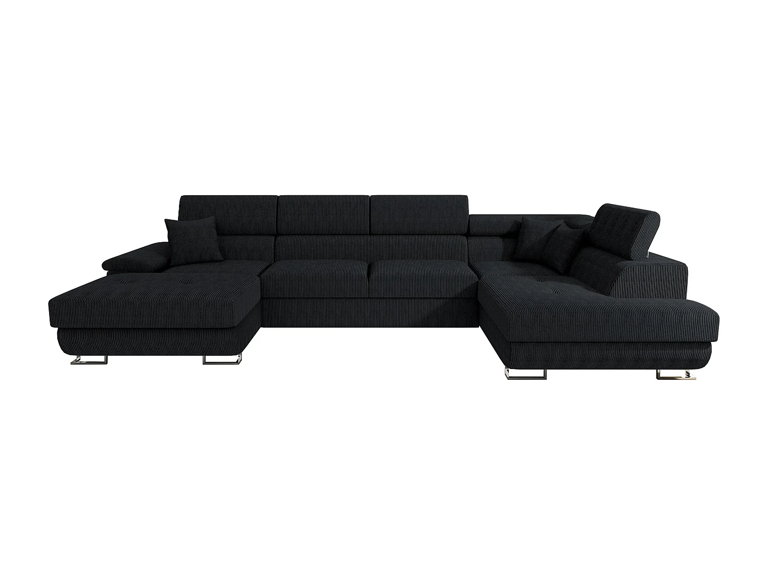 Sofá rinconero Comfivo Ruta, Negro, Función de descanso, Almacenaje, 345x202x71cm