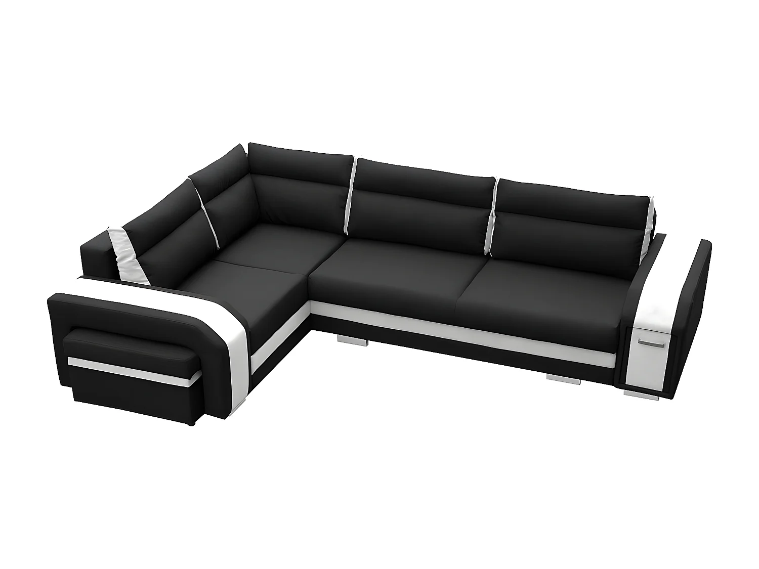 Sofá rinconero Kingsport 100, Negro, Función de descanso, Almacenaje, 300x200x90cm