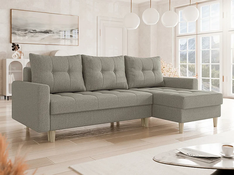 Sofá rinconero Boulder 100, De color marrón claro, Función de descanso, Almacenaje, 222cm