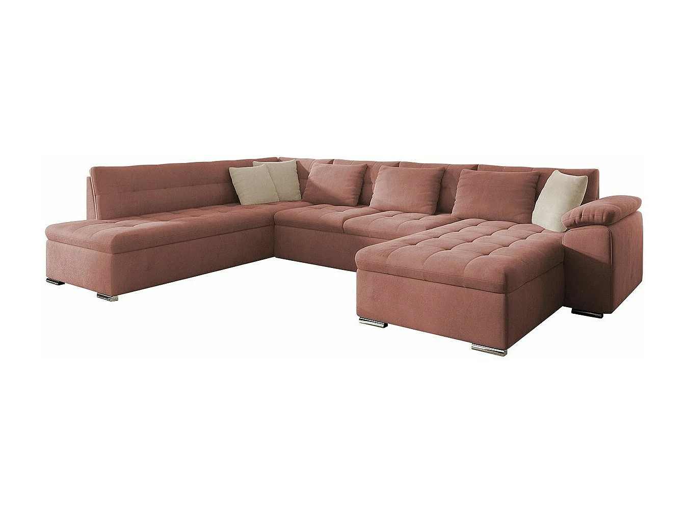 Sofá rinconero Comfivo Gemma II, Rosa, Función de descanso, 348x205x76cm
