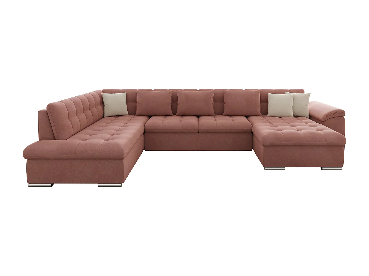 Sofá rinconero Comfivo Gemma II, Rosa, Función de descanso, 348x205x76cm