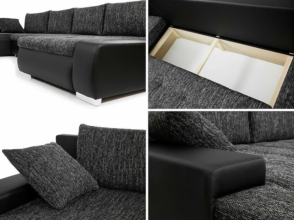 Sofá rinconero Comfivo 248, Turquesa, Función de descanso, Almacenaje, 394x213x80cm