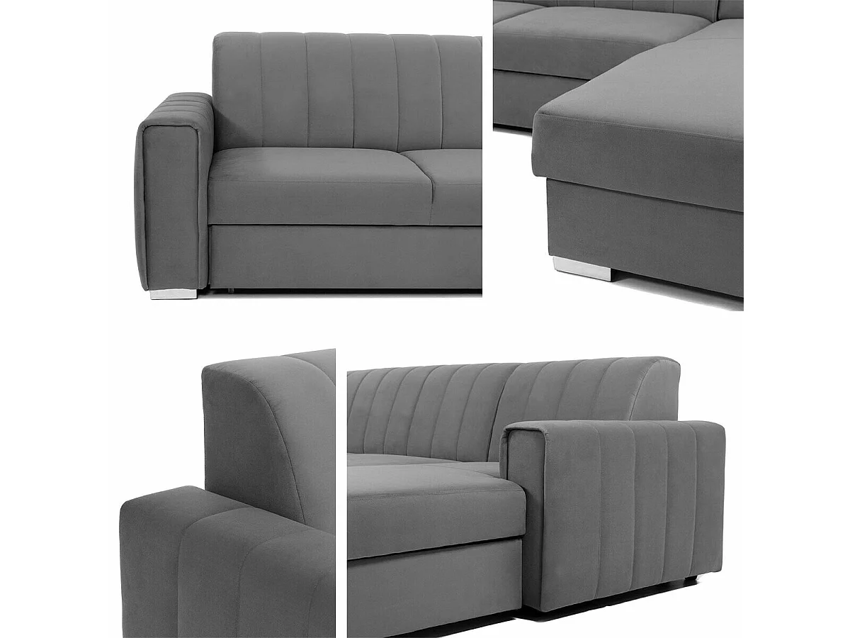 Canapé d'angle Columbus 166, Gris, Fonction de couchage, Boîte de literie, 260x183x86cm