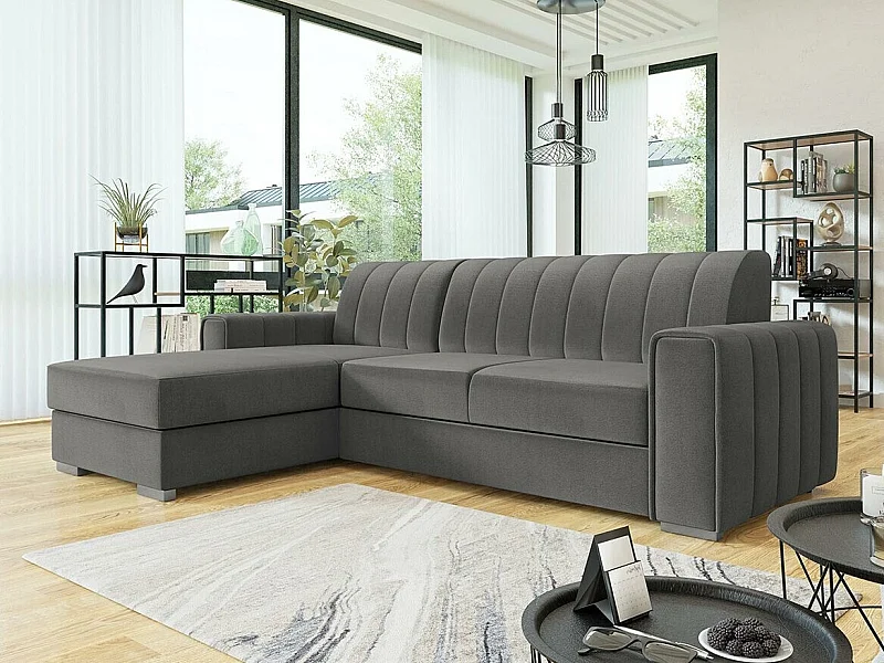 Canapé d'angle Columbus 166, Gris, Disponible, 260x183x86cm