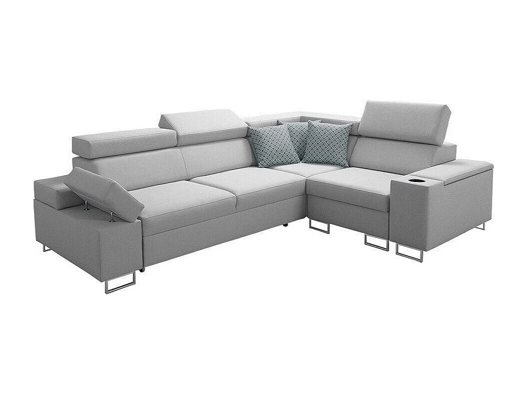 Canapé d'angle Pearland 106, Gris, Fonction de couchage, Boîte de literie, 283x209x80cm