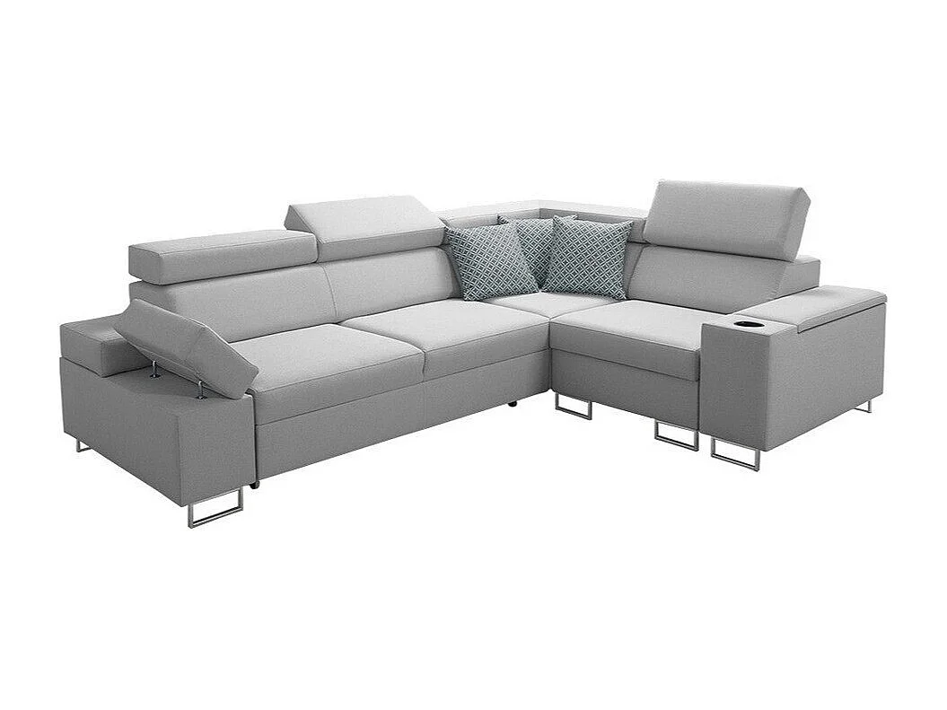 Canapé d'angle Pearland 106, Gris, Fonction de couchage, Boîte de literie, 283x209x80cm