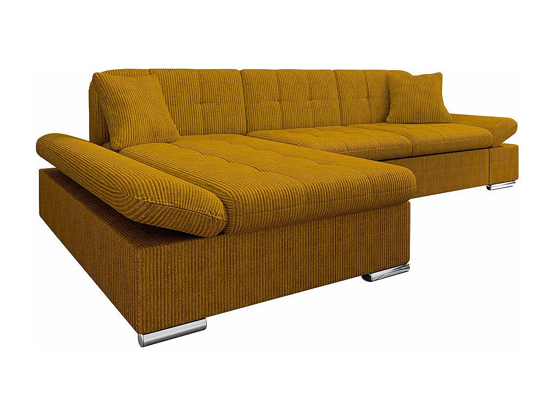 Sofá rinconero Comfivo Sanitas I, Amarillo, Función de descanso, Almacenaje, 278x161x76cm
