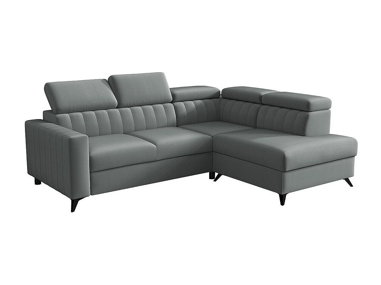 Sofá rinconero Columbus 202, Gris, Función de descanso, Almacenaje, 249x195x80cm