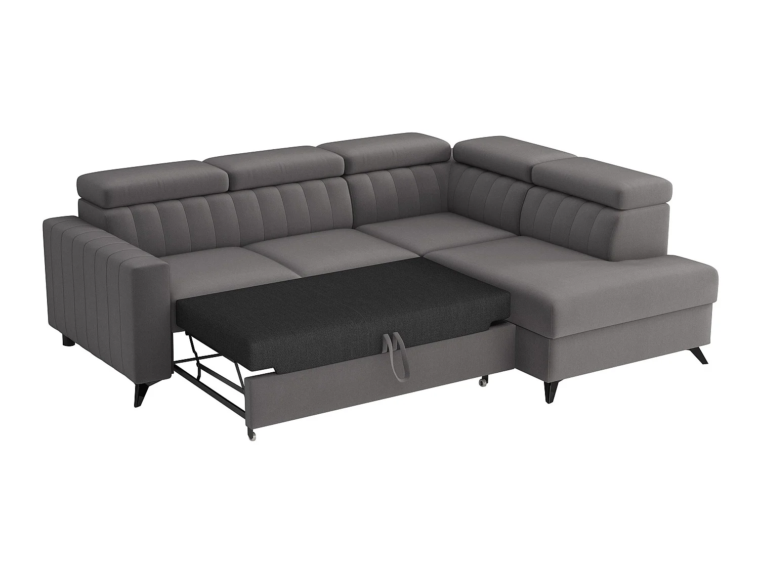 Sofá rinconero Columbus 202, Gris oscuro, Función de descanso