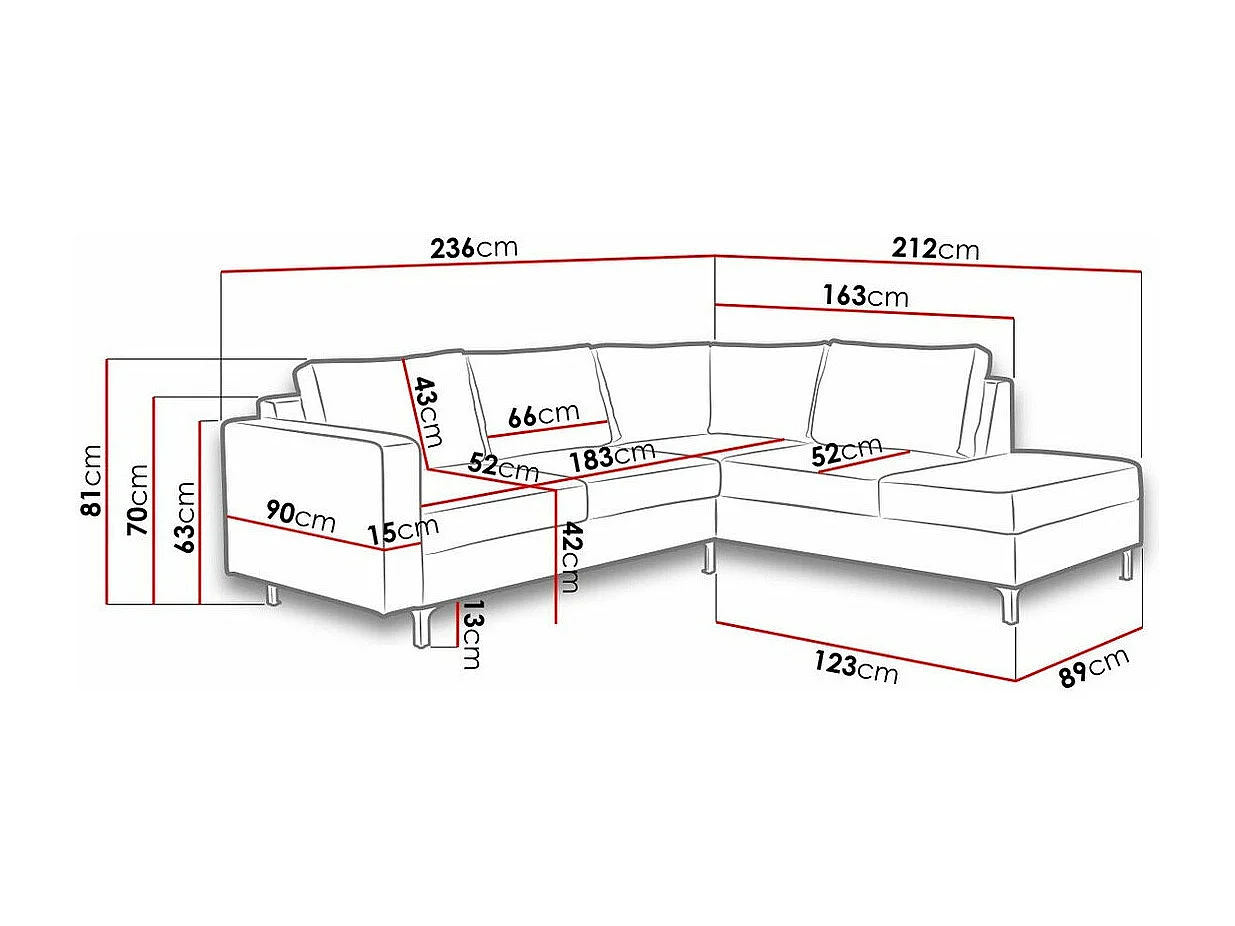 Sofá rinconero Providence 139, Amarillo, 236x212x81cm